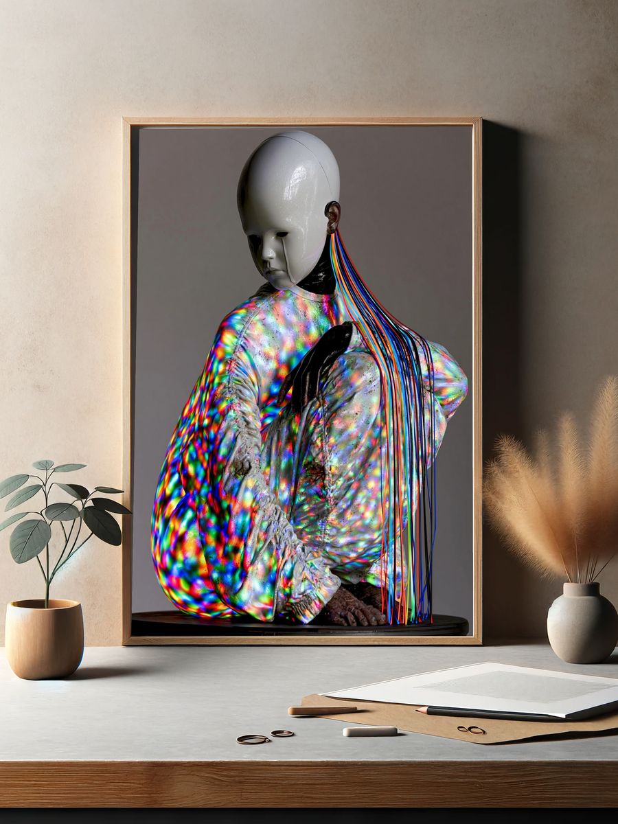Surreal Neon Figure Print. — room view 2