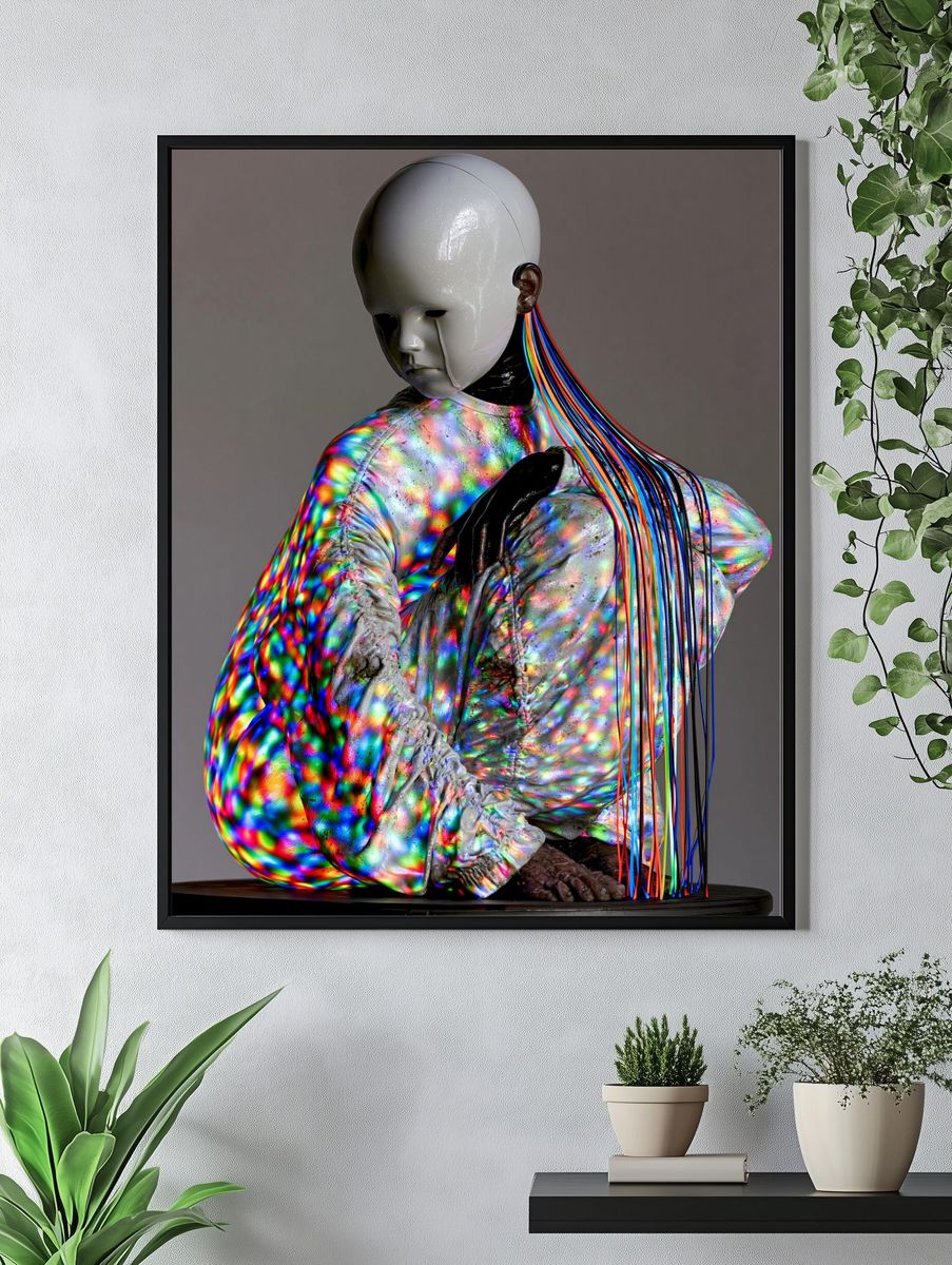 Surreal Neon Figure Print. — room view 4
