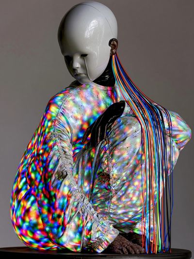 Surreal Neon Figure Print. poster