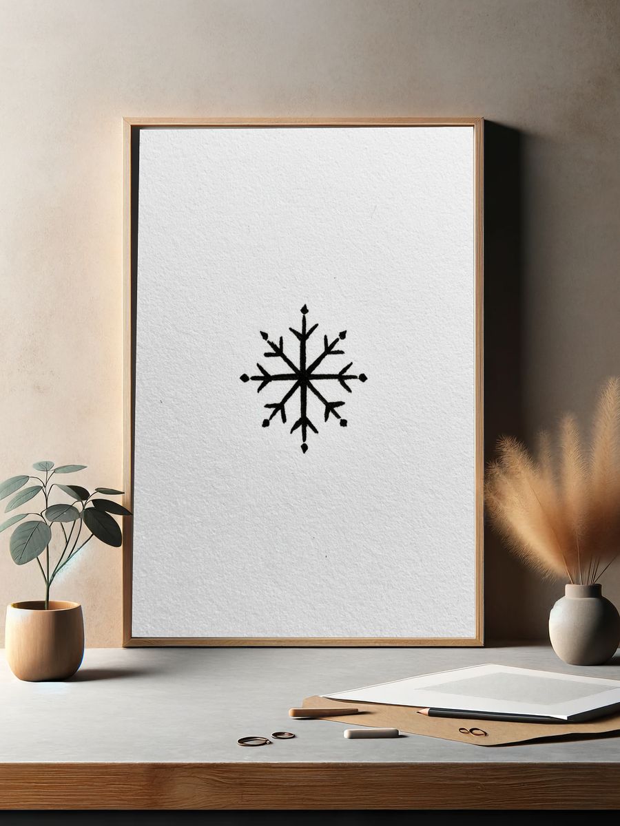 Snowflake Minimalist Print. — room view 2