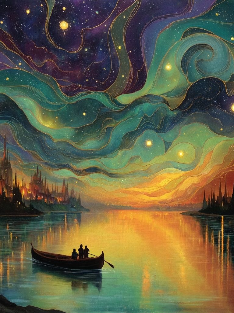 Starry Night Over Water — Fine Art Print. poster — fine-art art