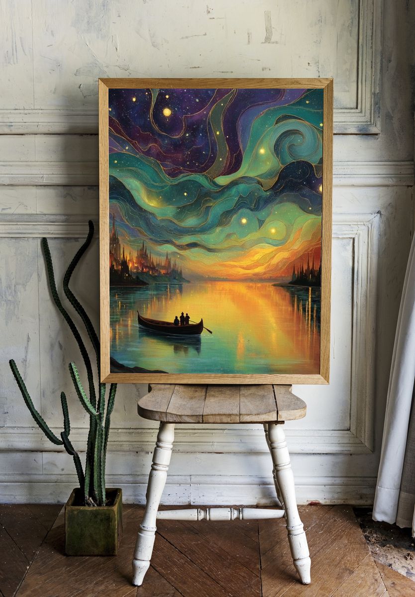 Starry Night Over Water — Fine Art Print. — room view 1