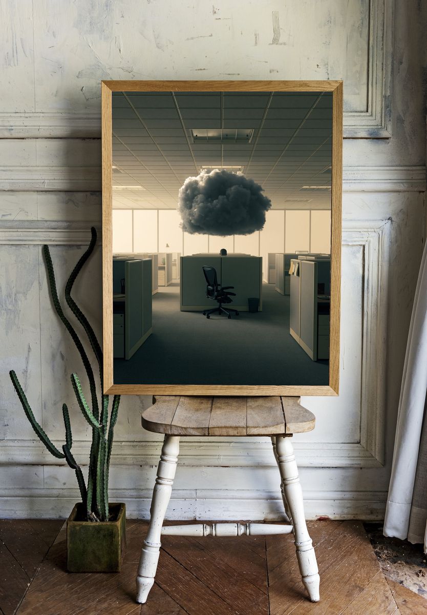 Surreal Office Cloud Print. — room view 1