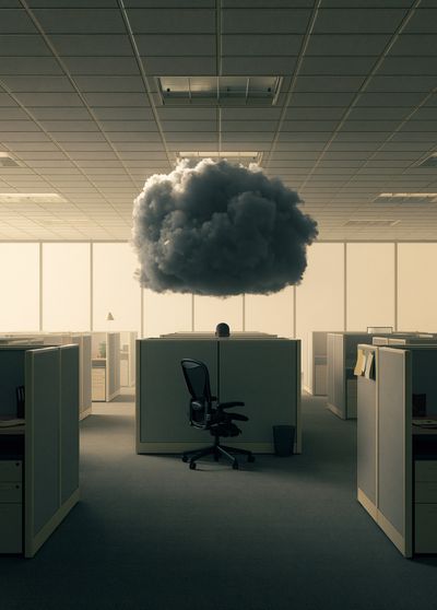Surreal Office Cloud Print. poster