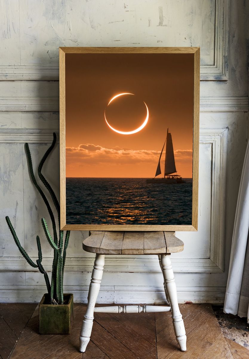 Solar Eclipse Sailboat Photography Poster. room preview