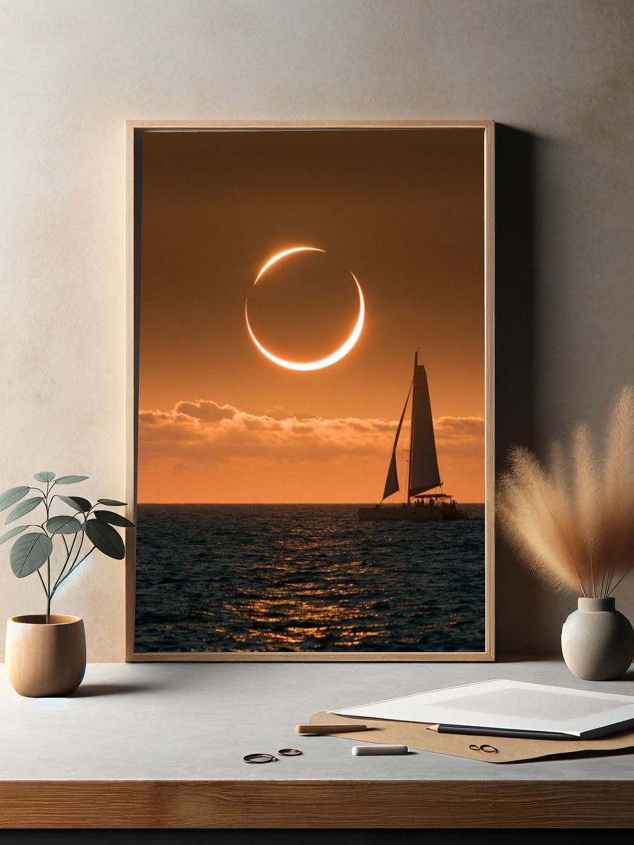 Solar Eclipse Sailboat Photography Poster. — room view 2