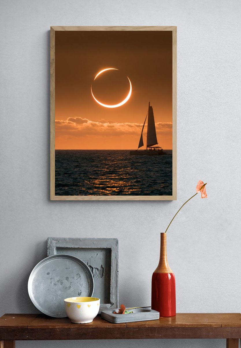 Solar Eclipse Sailboat Photography Poster. — room view 3