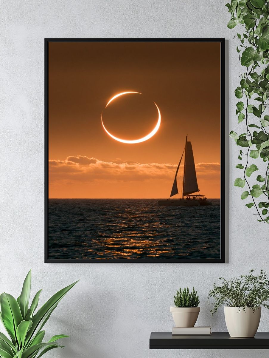 Solar Eclipse Sailboat Photography Poster. — room view 4