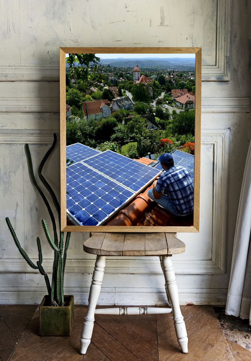 Solar Rooftop Overlook Photography Poster. — room view 1