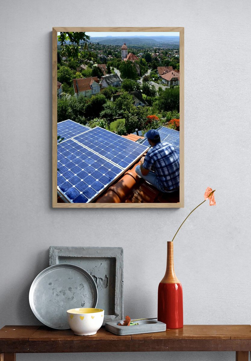 Solar Rooftop Overlook Photography Poster. — room view 3