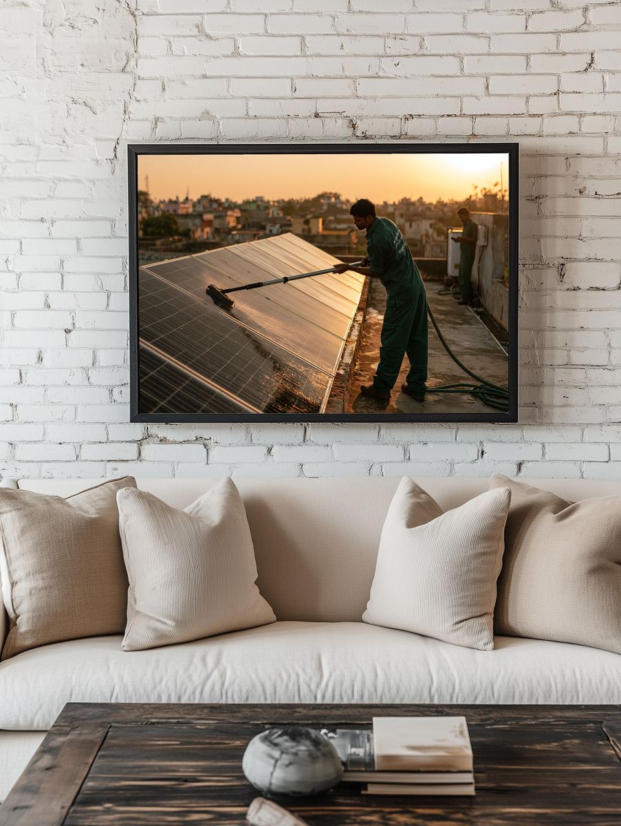 Solar Panel Cleaning Photography Poster. — room view 1