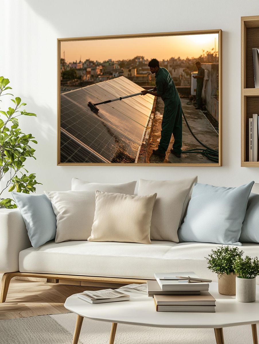 Solar Panel Cleaning Photography Poster. — room view 2