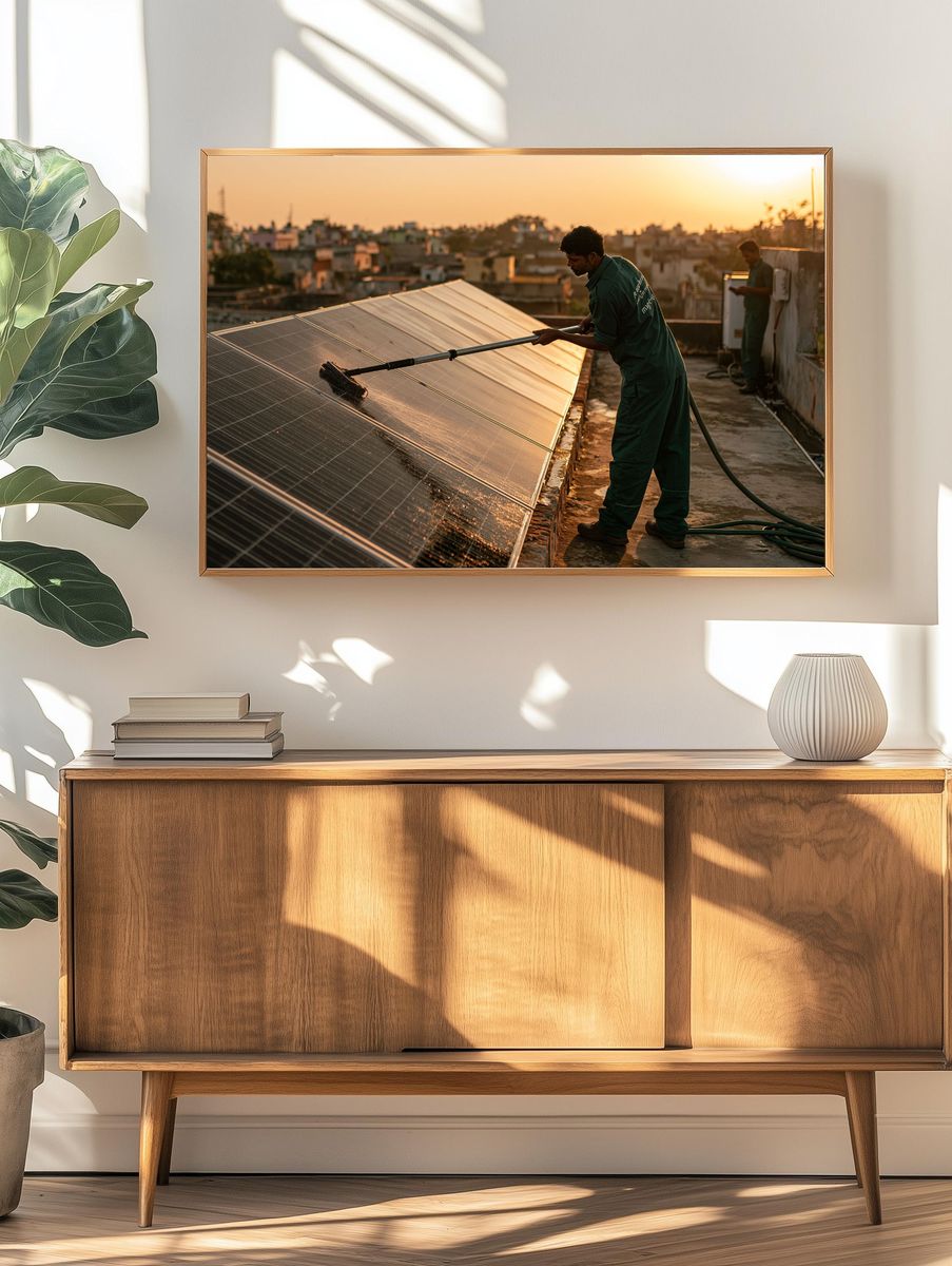 Solar Panel Cleaning Photography Poster. — room view 3