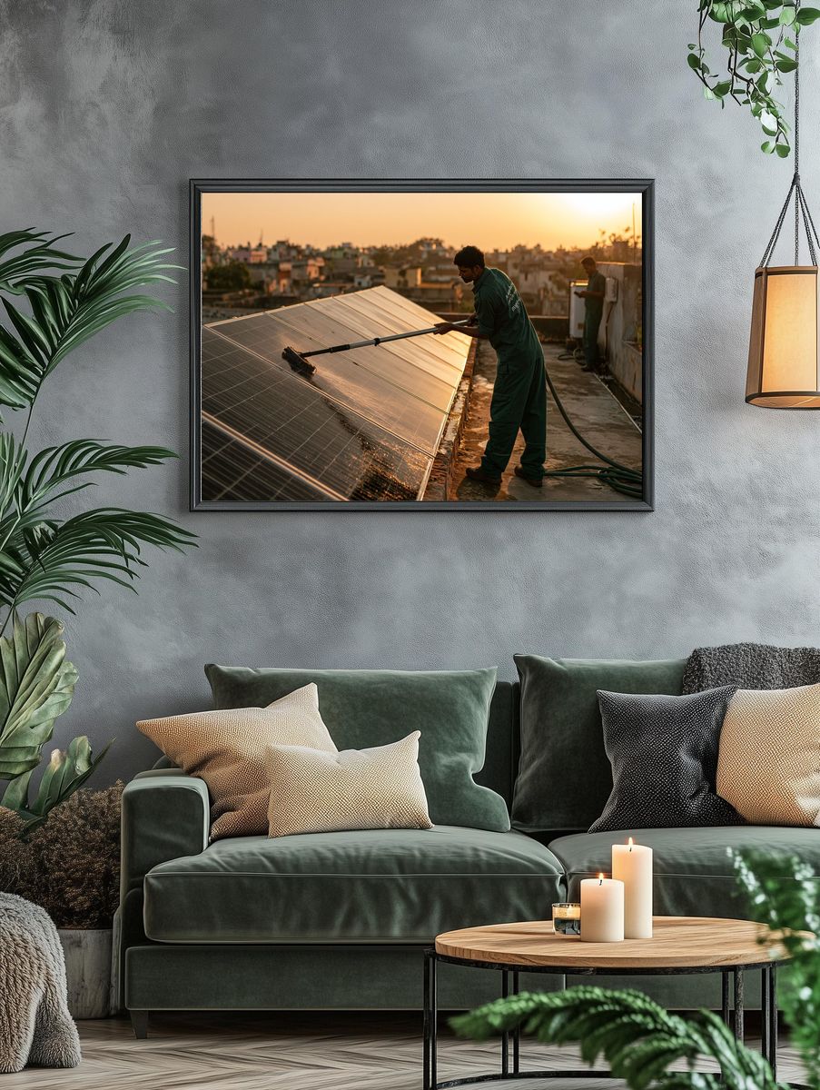 Solar Panel Cleaning Photography Poster. — room view 4