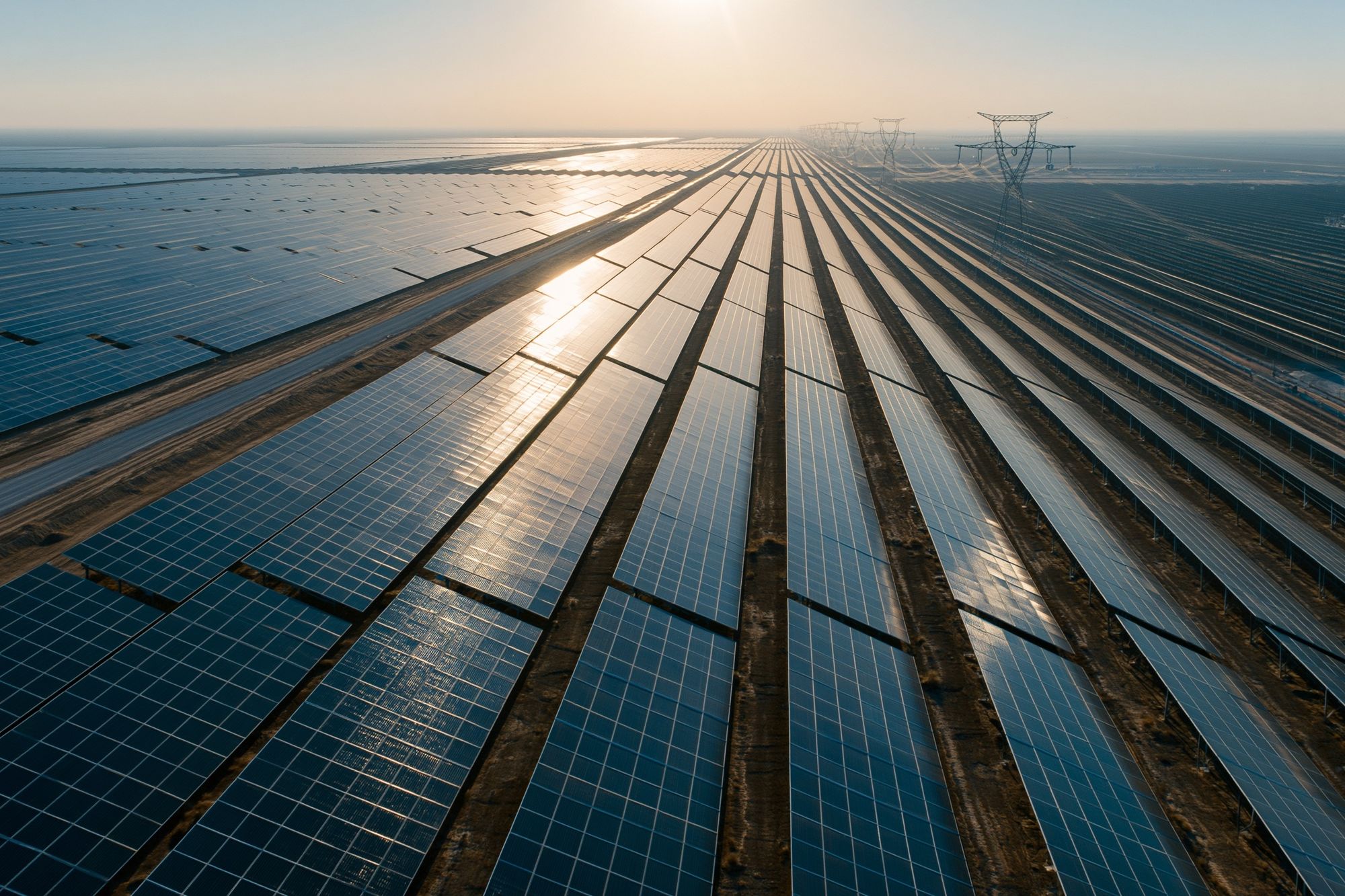 Solar Farm Sunrise Photography Poster. poster detail