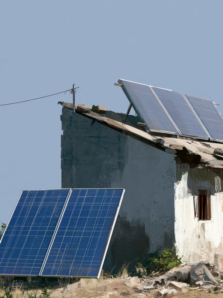Solar Panels on Rural House Poster. poster detail
