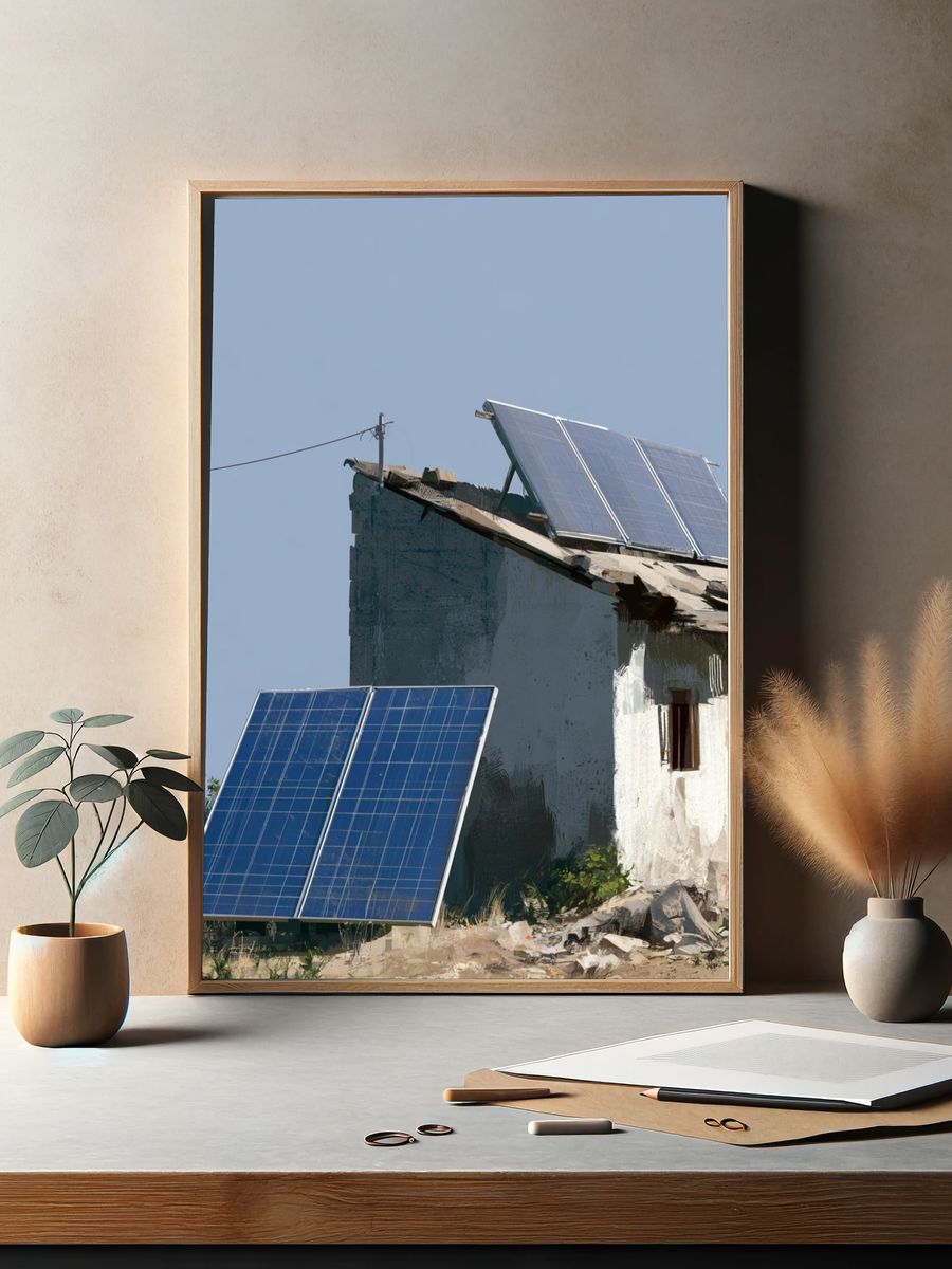 Solar Panels on Rural House Poster. — room view 2