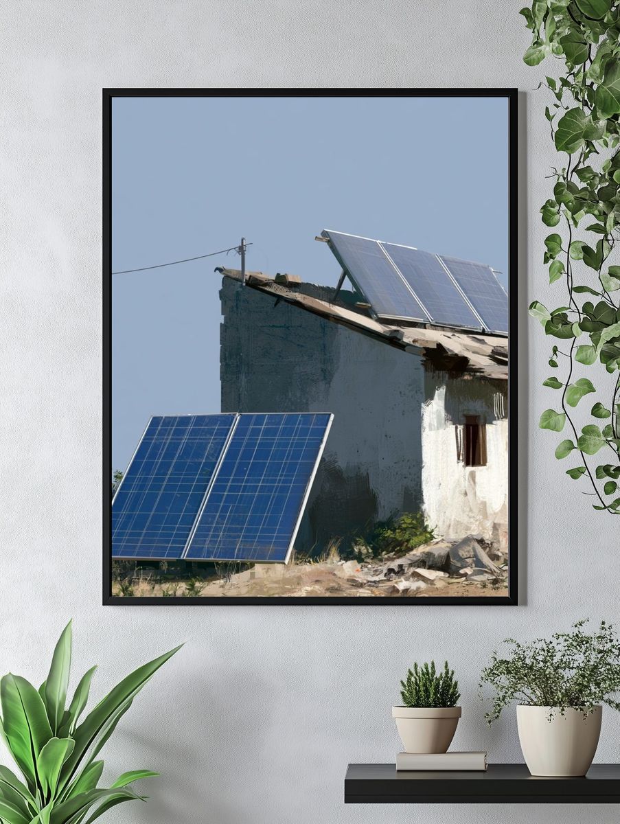 Solar Panels on Rural House Poster. — room view 4