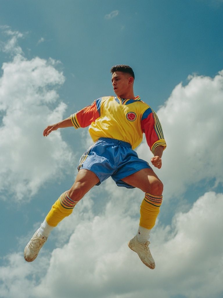 Soccer Player Jumping — Sports Print. poster detail