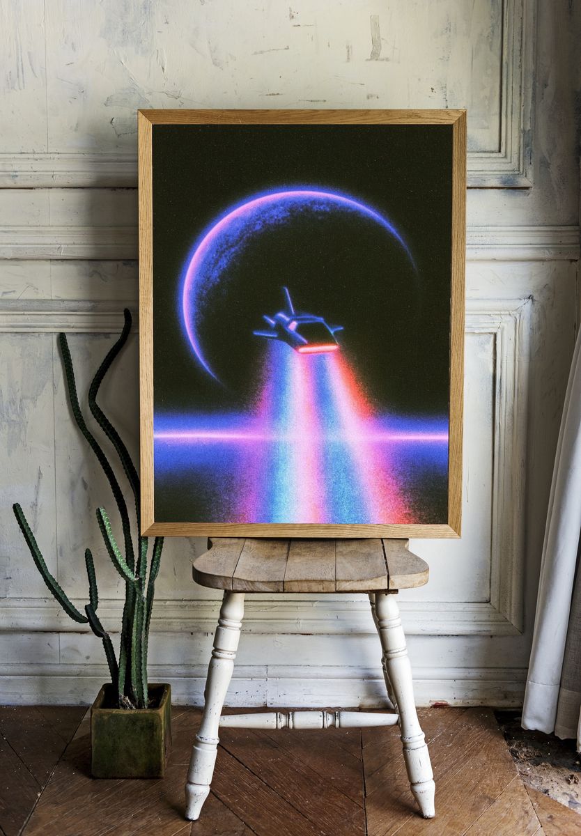 Neon Spacecraft Eclipse Poster. — room view 1