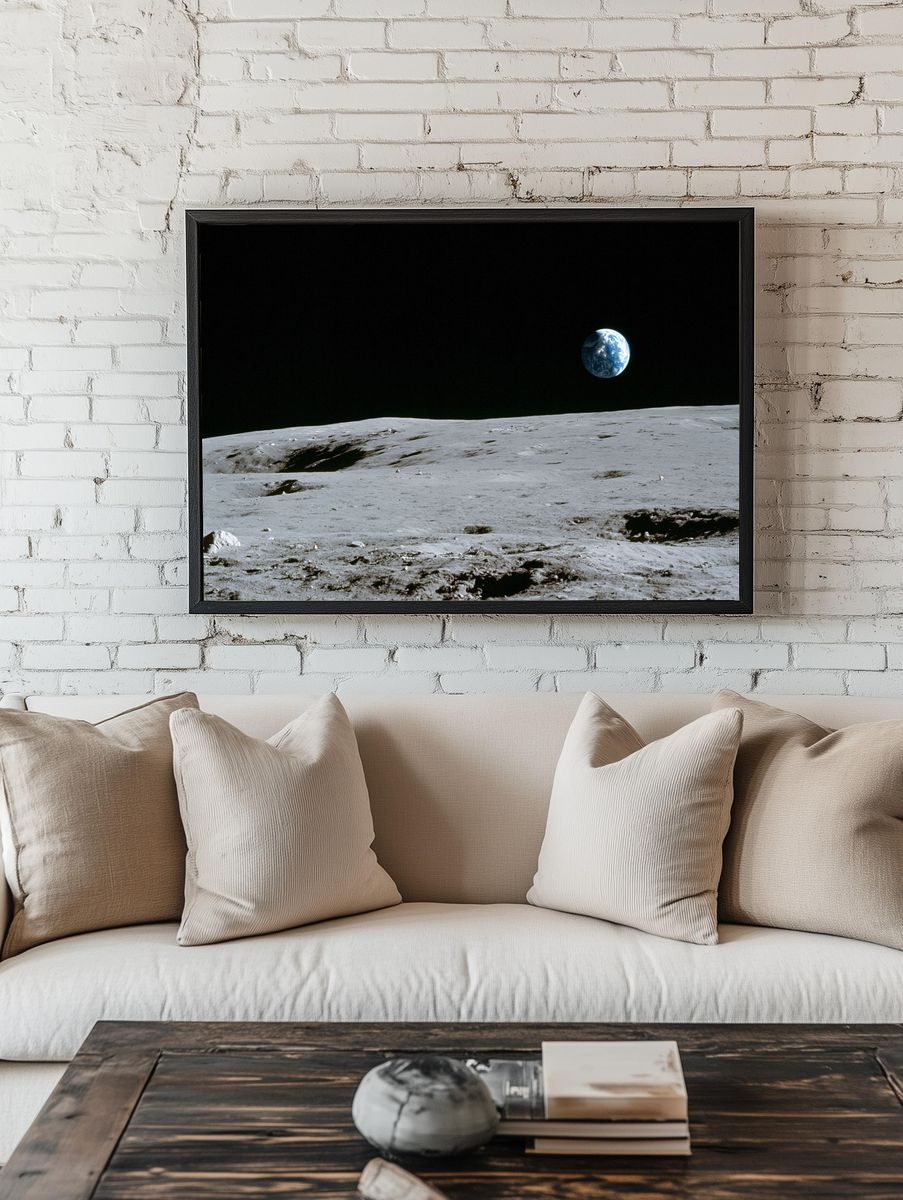 Earthrise Over the Moon Poster. — room view 1