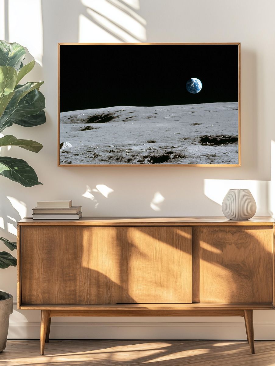 Earthrise Over the Moon Poster. — room view 3
