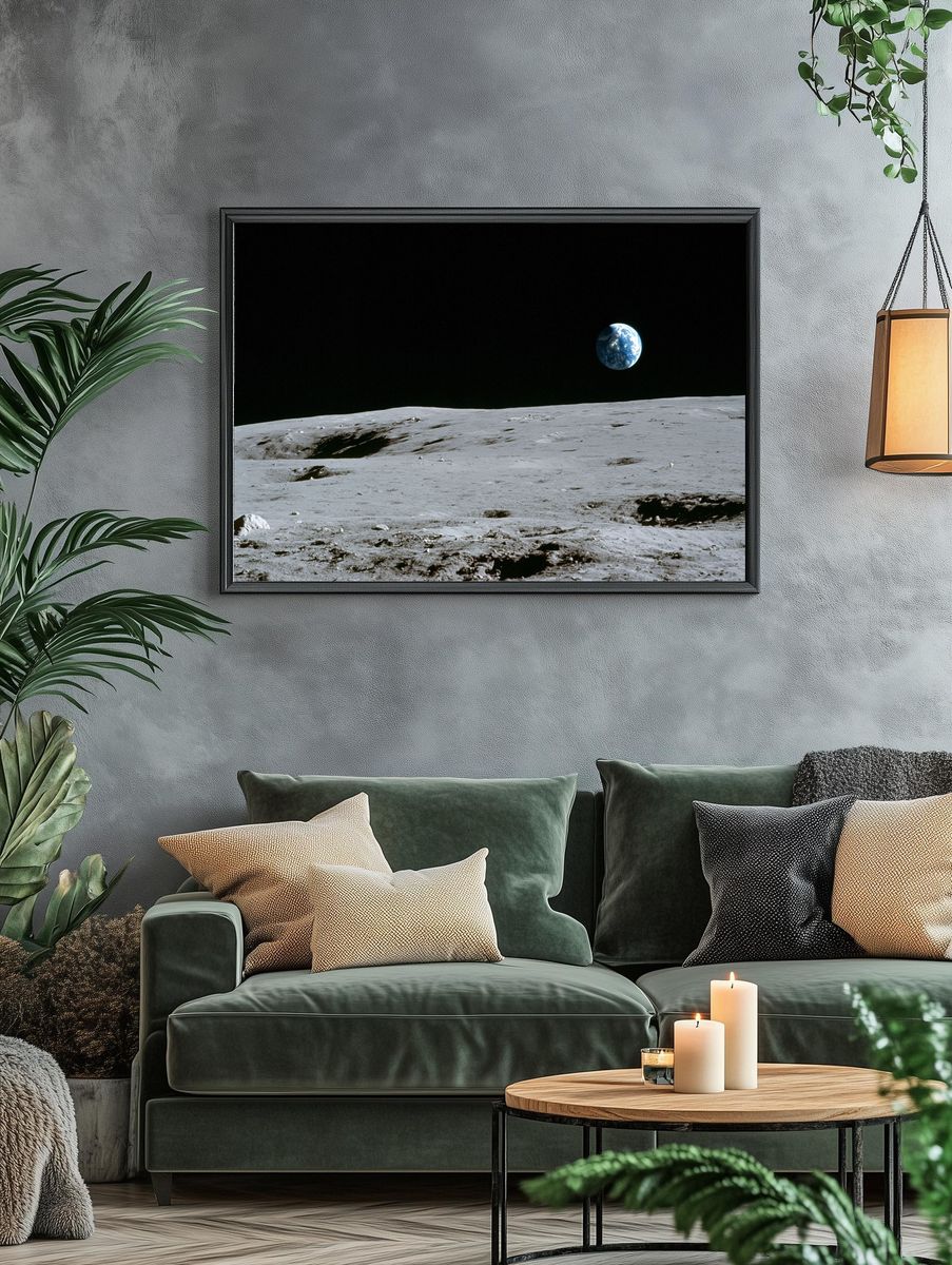 Earthrise Over the Moon Poster. — room view 4