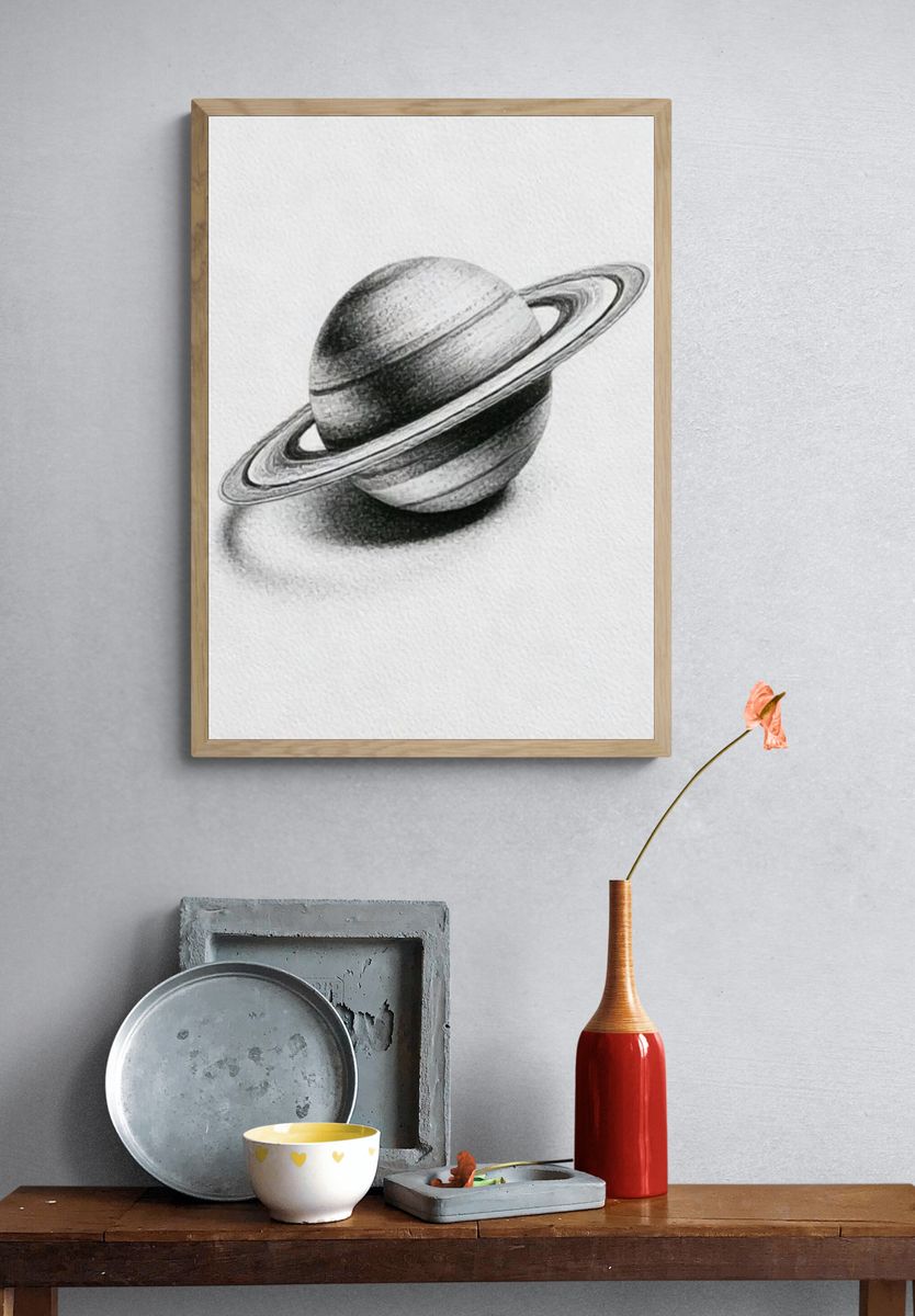 Saturn Pencil Sketch Poster. — room view 3