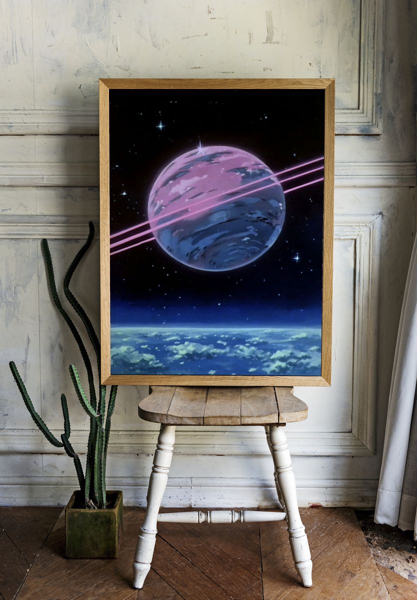 Retro Saturn Space Poster. — room view 1