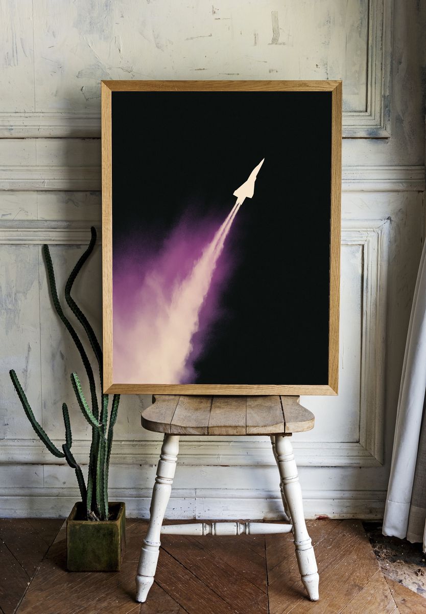 Rocket Launch Night Sky Poster. — room view 1