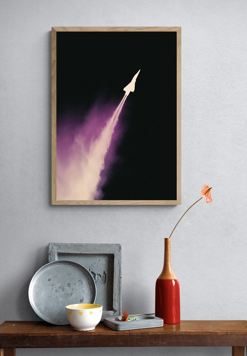 Rocket Launch Night Sky Poster. — room view 3
