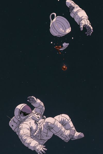 Floating Astronaut Space Illustration Poster. poster