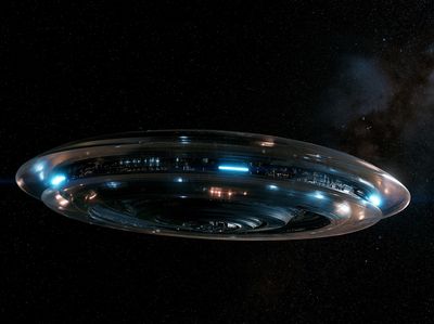Futuristic UFO in Space Print.