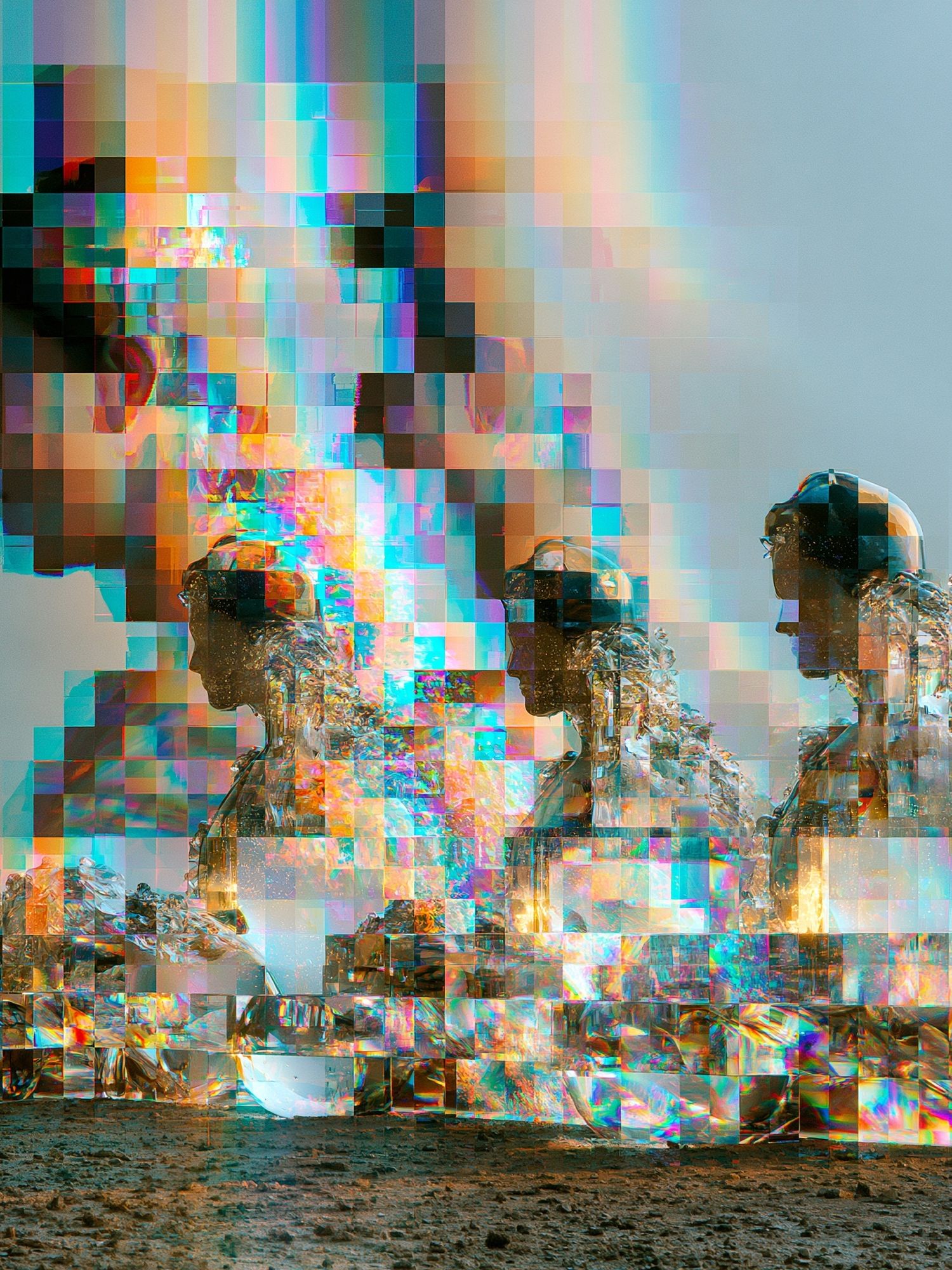 Glitch Astronauts Digital Art Poster. poster detail