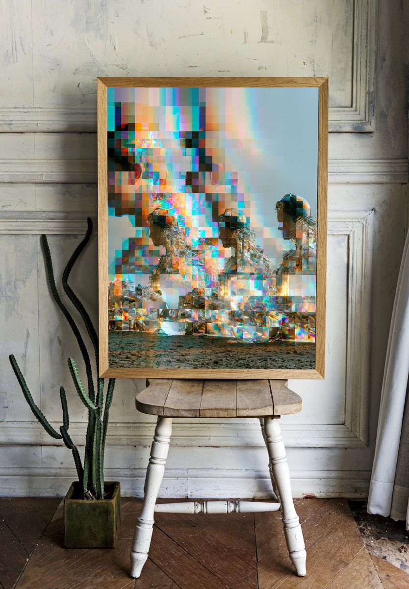 Glitch Astronauts Digital Art Poster. — room view 1