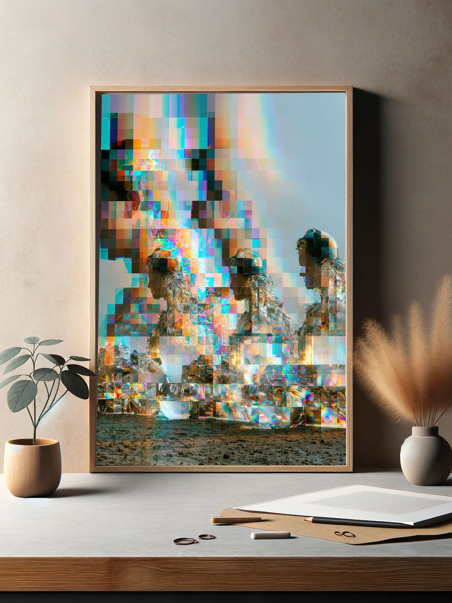 Glitch Astronauts Digital Art Poster. — room view 2