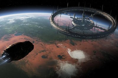 Orbital Ring Station Sci-Fi Poster. poster