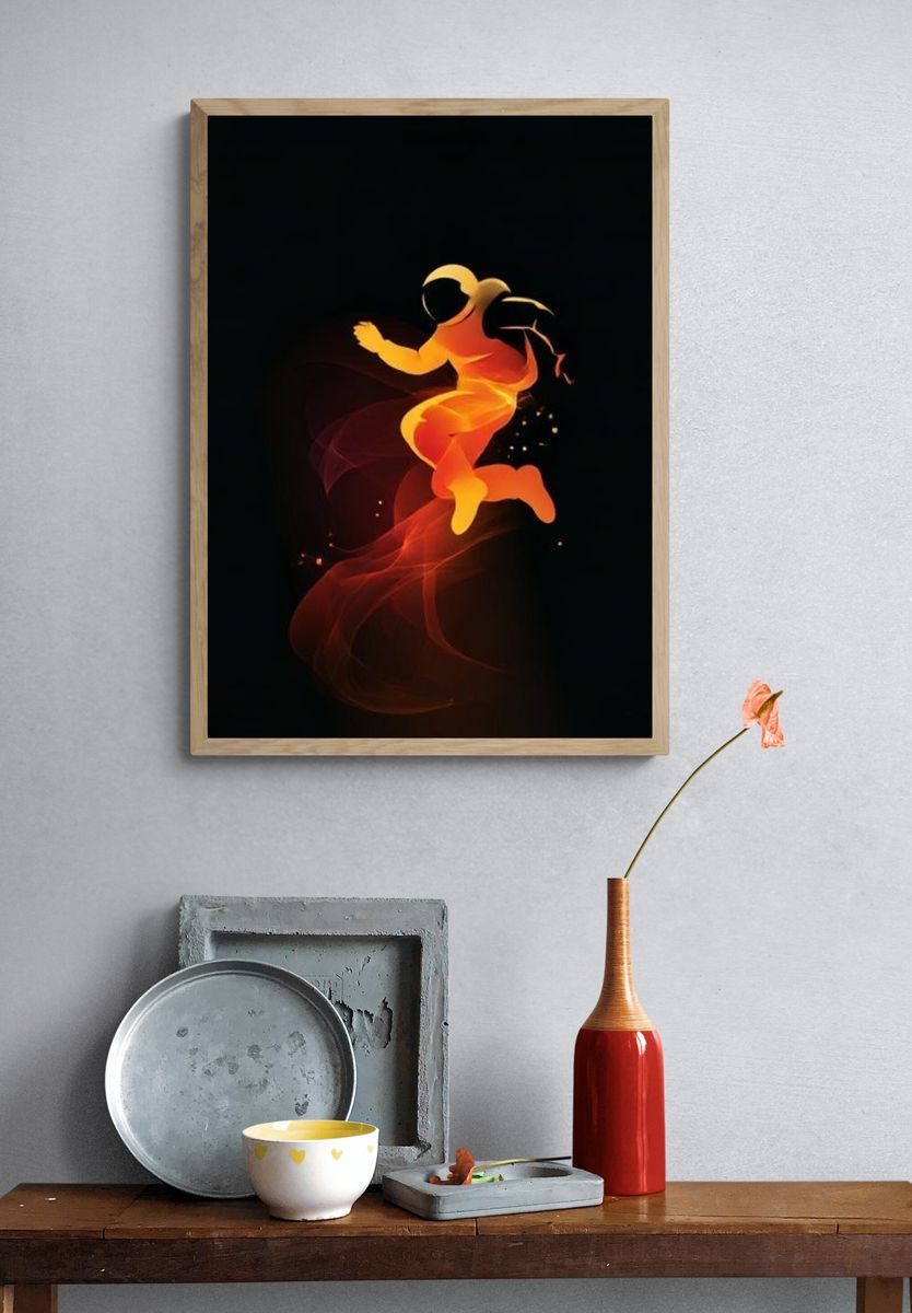 Cosmic Astronaut Digital Art Poster. — room view 3