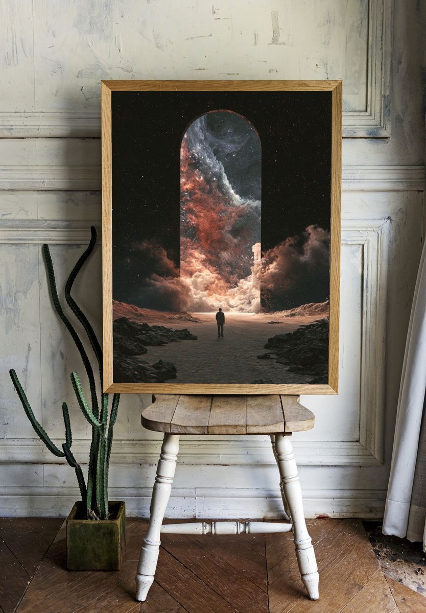 Cosmic Portal Surrealism Print. — room view 1