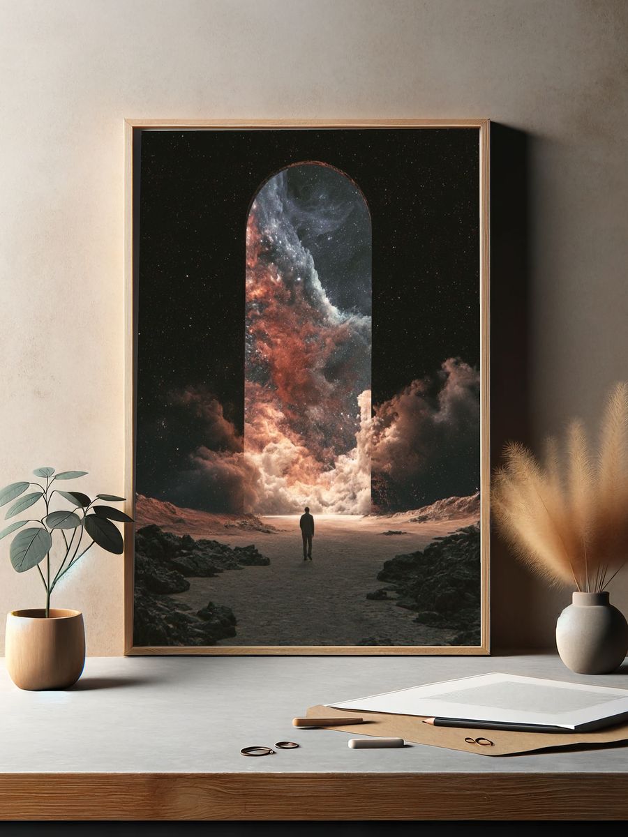 Cosmic Portal Surrealism Print. — room view 2