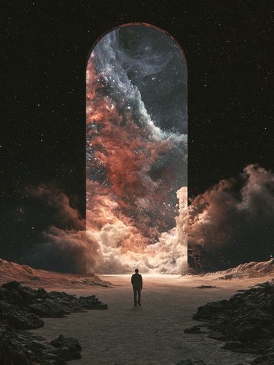 Cosmic Portal Surrealism Print. poster