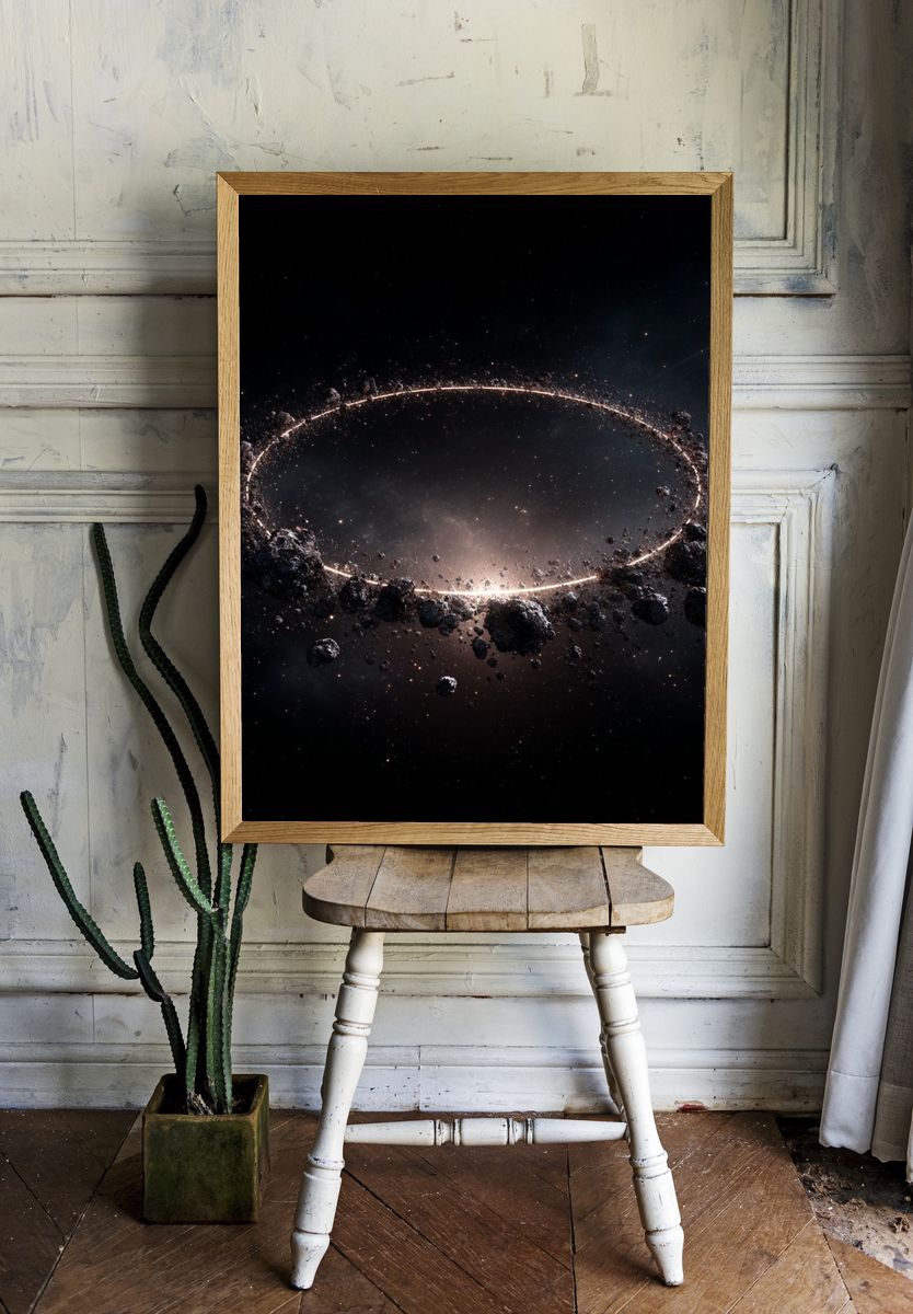 Cosmic Ring of Asteroids — Space Print. — room view 1