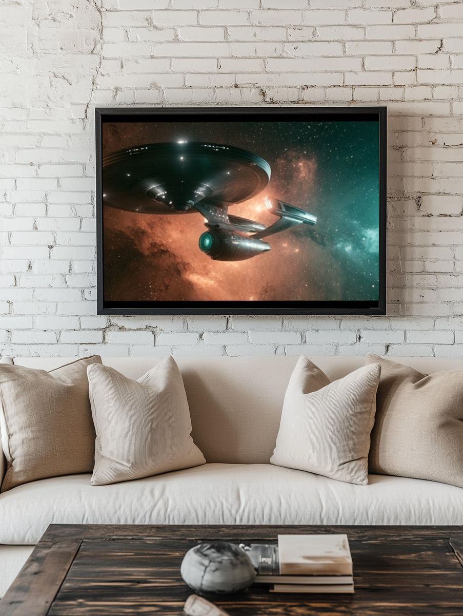 Starship in Nebula Space Poster. — room view 1