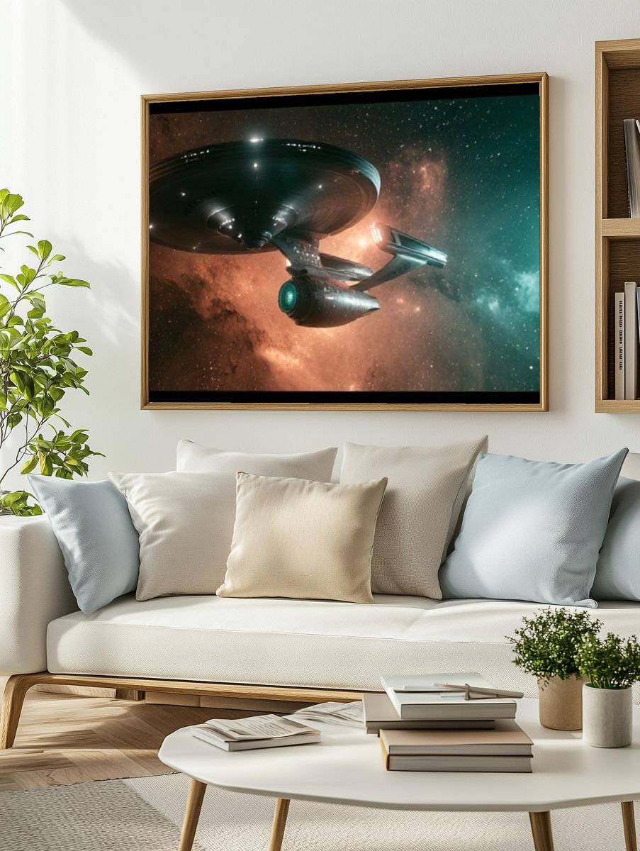 Starship in Nebula Space Poster. — room view 2