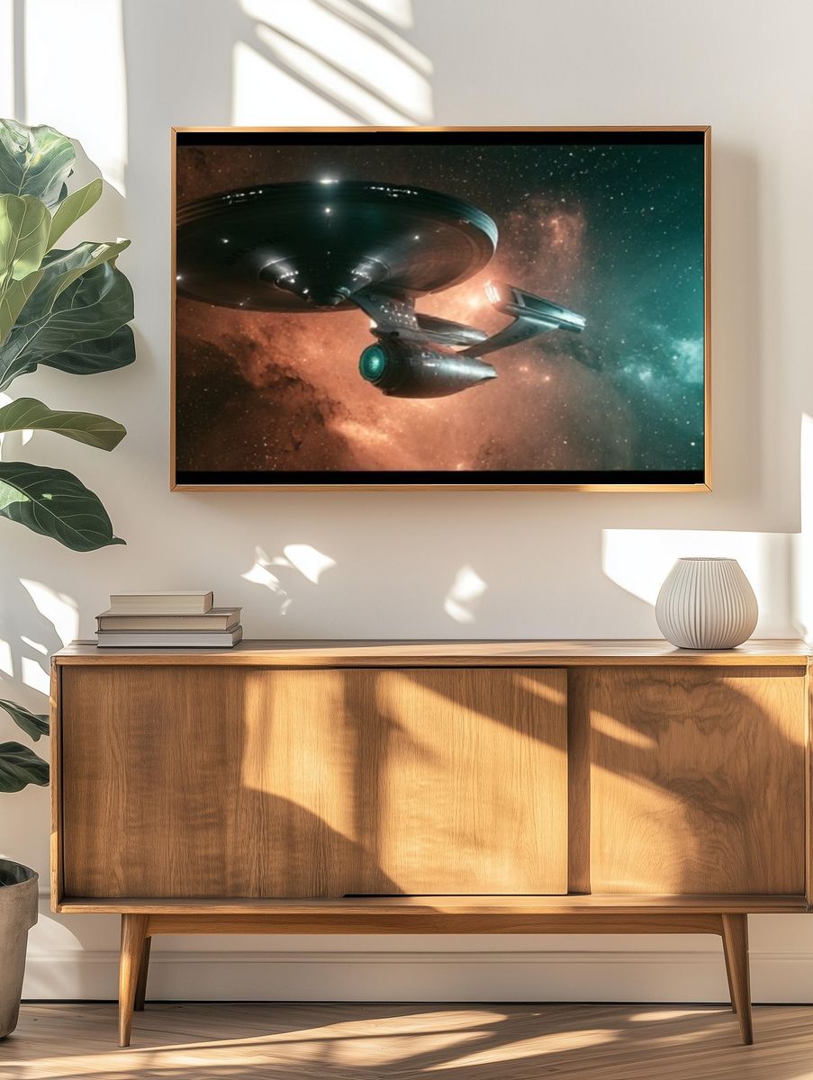 Starship in Nebula Space Poster. — room view 3