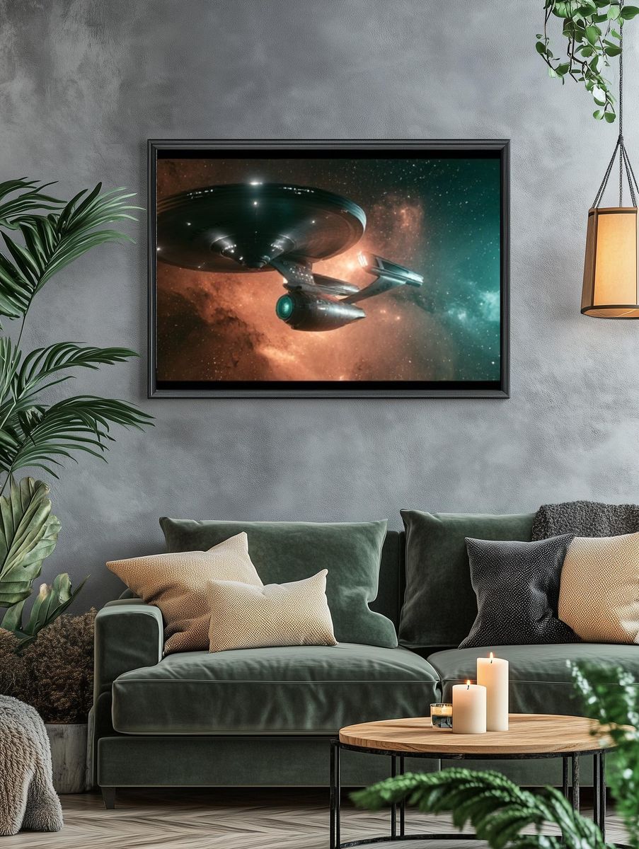 Starship in Nebula Space Poster. — room view 4