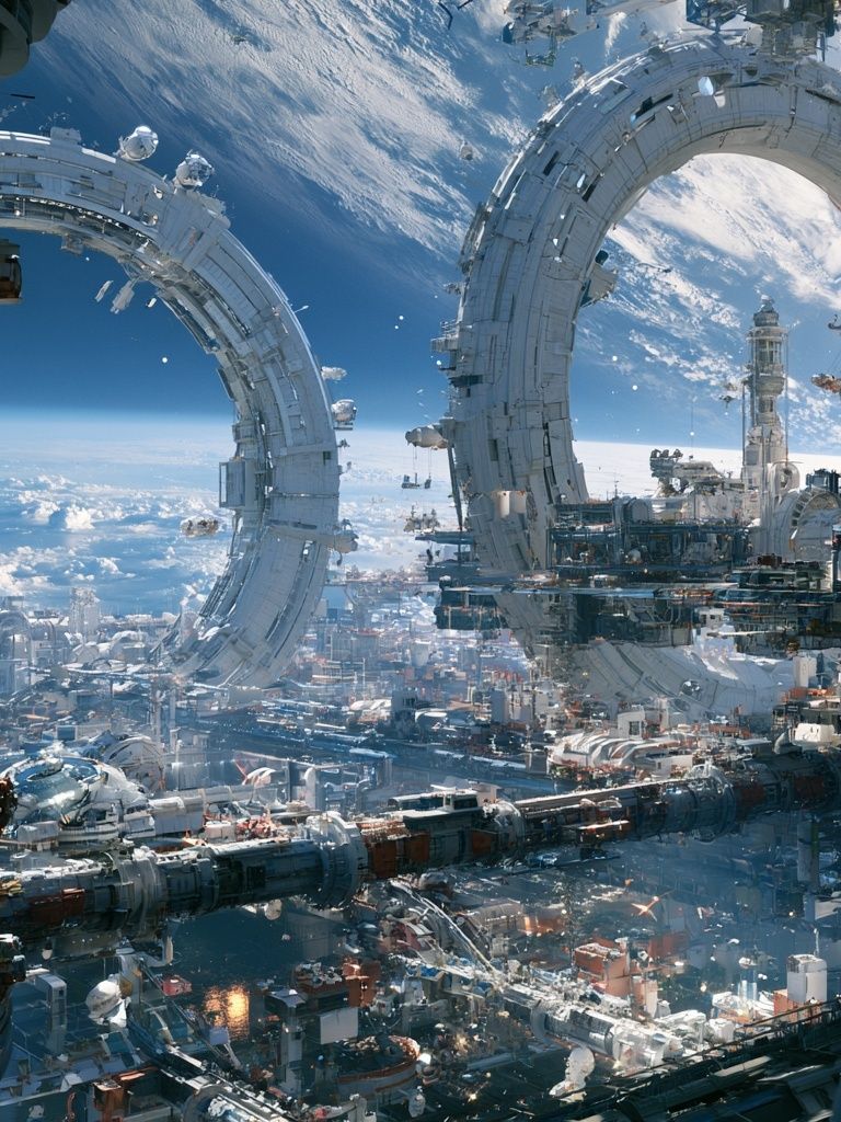 Orbital Space Station Sci-Fi Print. poster — space art