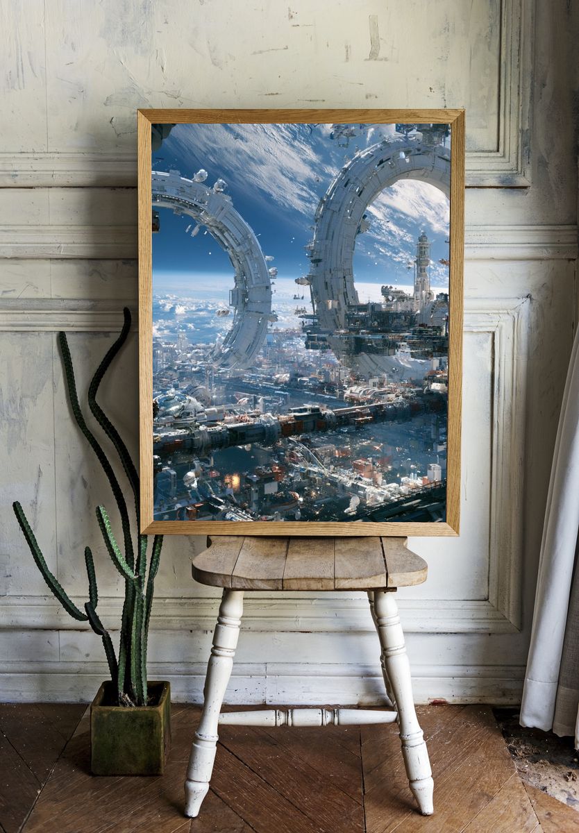 Orbital Space Station Sci-Fi Print. — room view 1