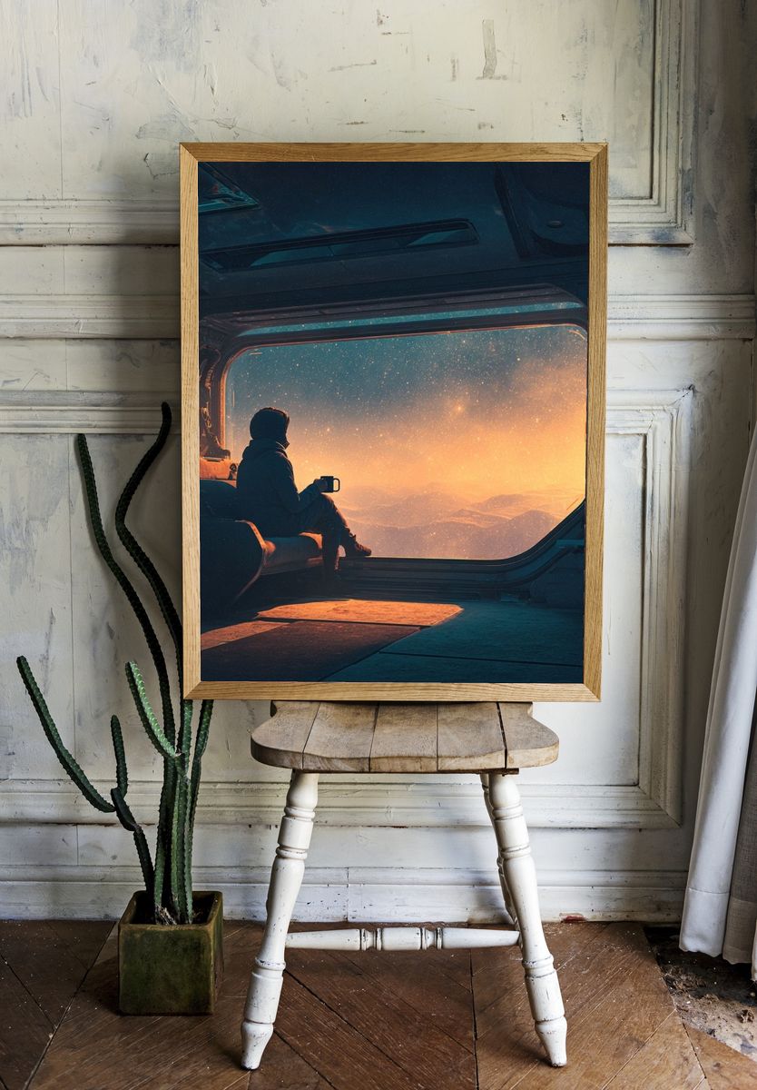 Space Window View Illustration Poster. — room view 1