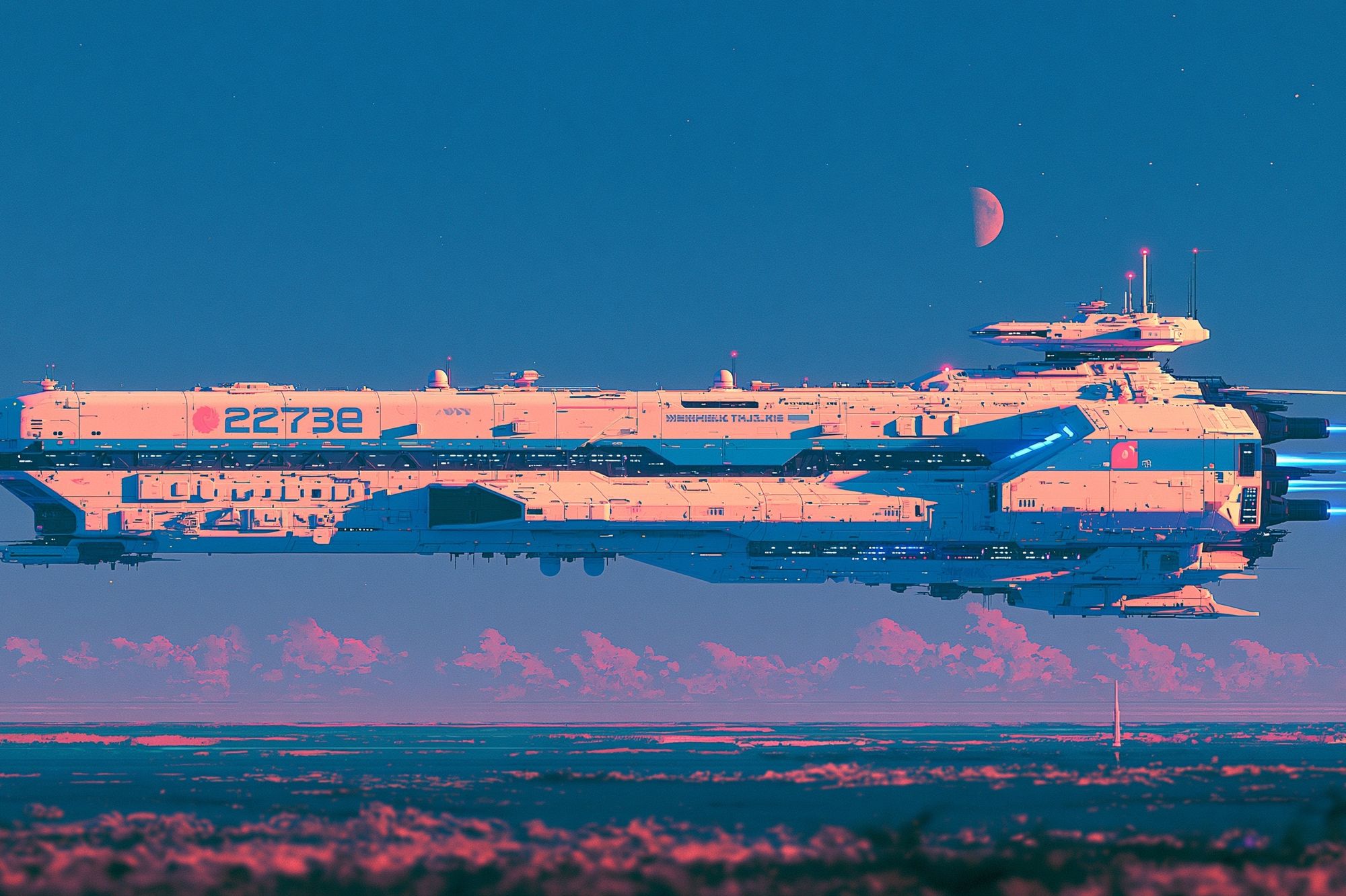Retro Futuristic Starship Poster. poster — space art